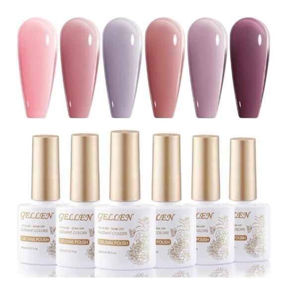Gellen Gel Nail Polish Set 6 Colors Lavender Haze Collection Soak-Off UV/LED - Picture 1 of 10